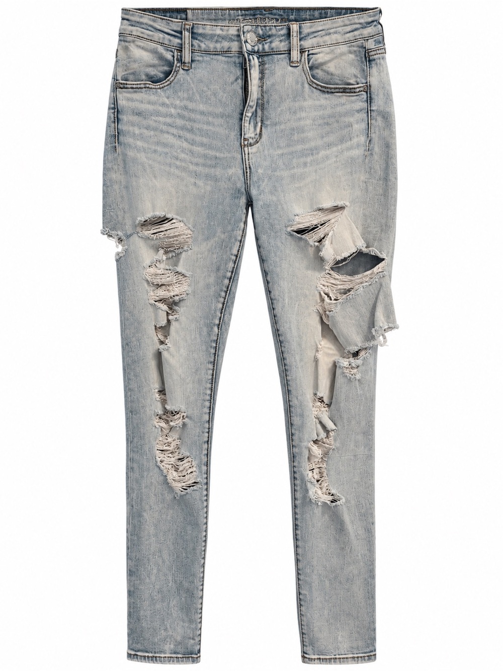 American Eagle Hi-Rise Jegging Super Stretch X Distressed Light Wash Jeans 10